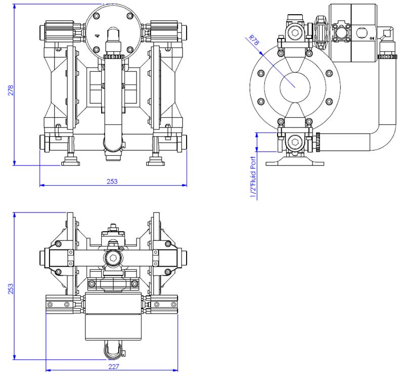 Dimension of 1/2 Reverse Pump